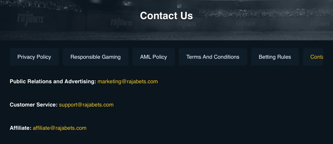 Rajabets customer support Rajabets customer support